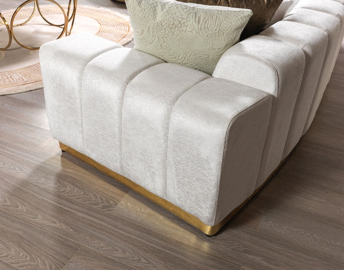 Michelle Ivory Velvet 3-Piece Curved 165" Sectional