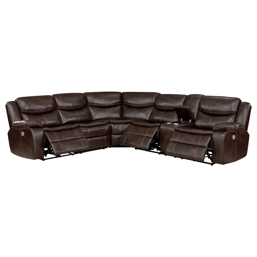 SYCAMORE UPHOLSTERED POWER RECLINING SECTIONAL SOFA BROWN