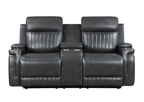 S2121 Ethan (Dark Grey) 3pcs Reclining Sofa, Loveseat & Recliner