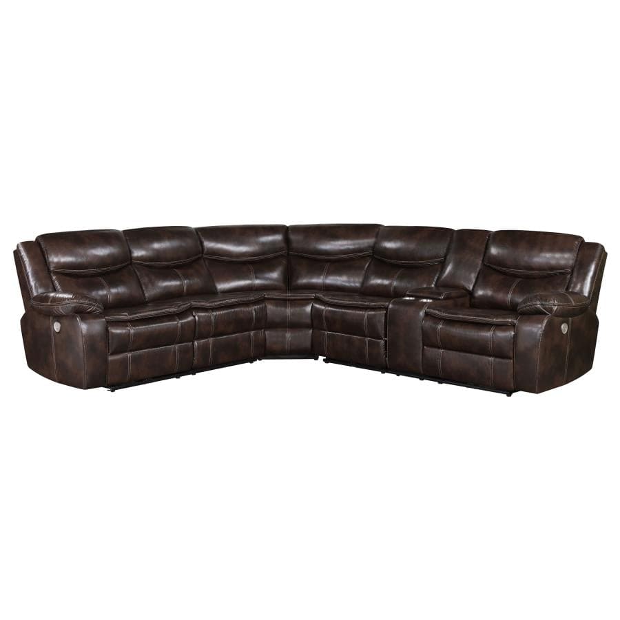 SYCAMORE UPHOLSTERED POWER RECLINING SECTIONAL SOFA BROWN