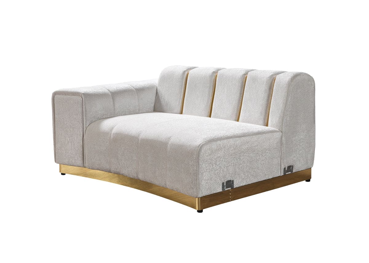 Michelle Ivory Velvet 3-Piece Curved 165" Sectional