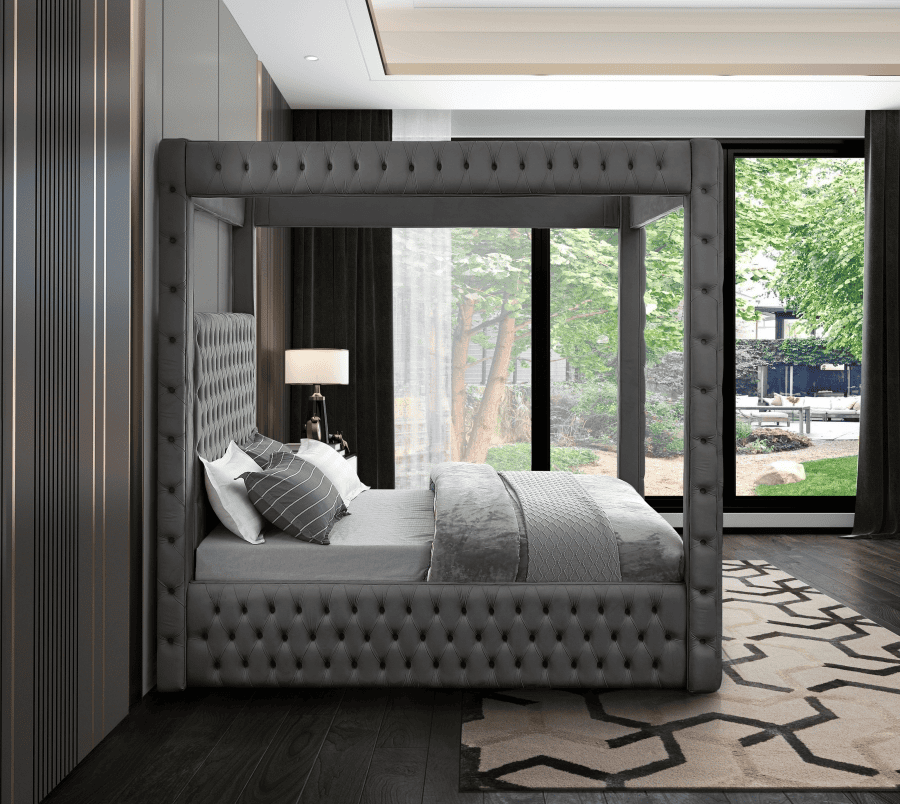 Royal One Canopy Velvet King Bed