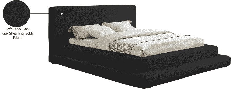 Dane Teddy Fabric King Bed - Black