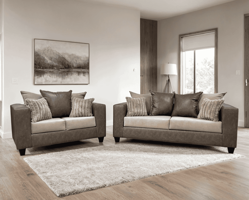 110-Hollywood latte Sofa & Loveseat
