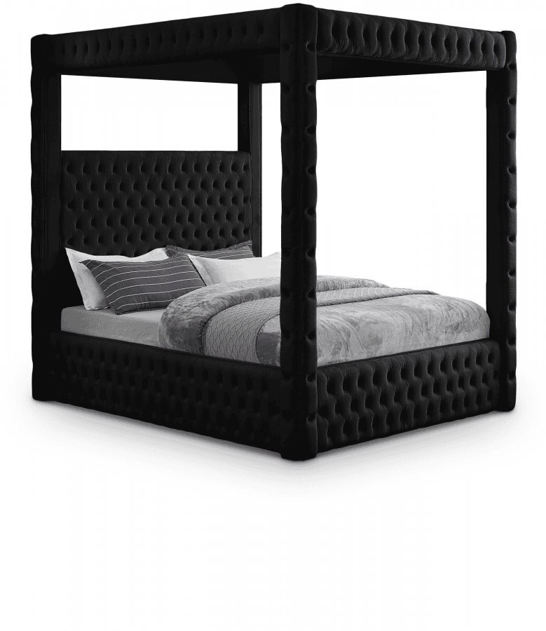 Royal One Canopy Velvet Queen Bed