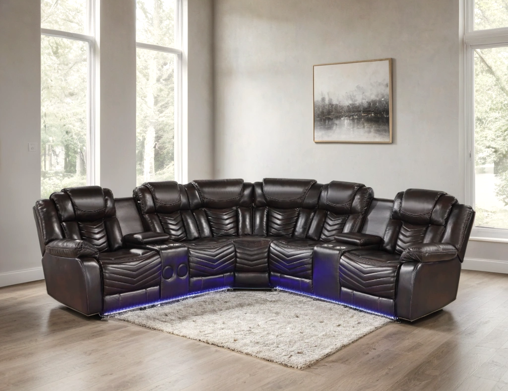 ACE26 Black Reclining Sectional