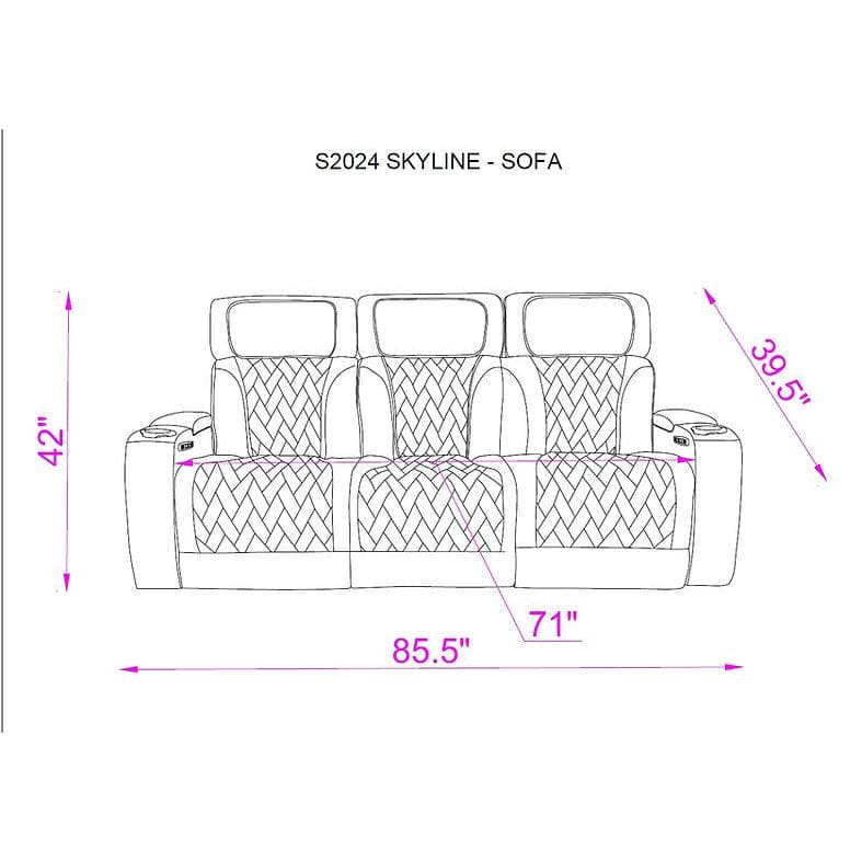 Skyline 3pcs Power Reclining Set(Brown Caramel)