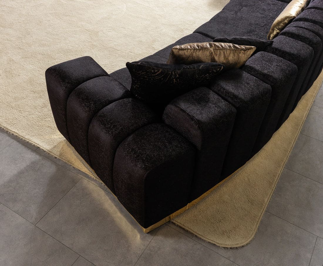 Michelle Ivory Velvet 3-Piece Curved 165" Sectional