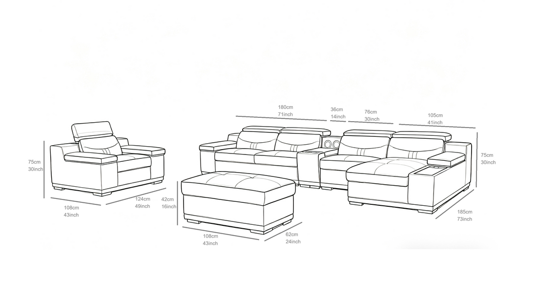 Arlet Sectional Sofa | Grey EV216