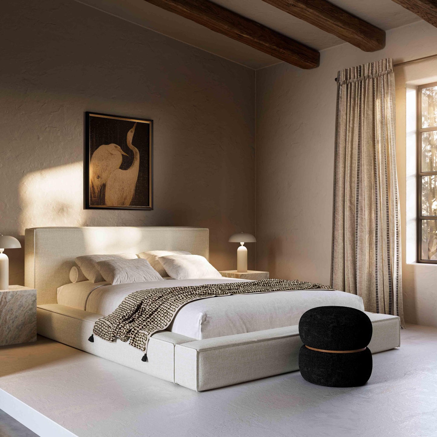 Olafur Upholstered Cream Bed
