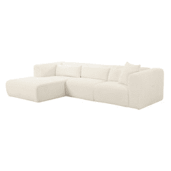 Tarra Fluffy Oversized Cream Corduroy Modular LAF Sectional