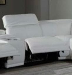 6-pcs White 3 power TOP GRAIN LEATHER P.MOTION