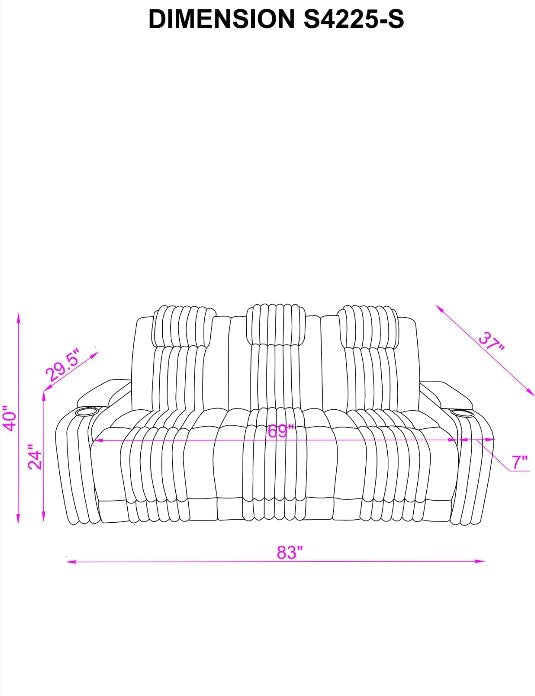 Lita 3pcs Power Reclining Set (Black)