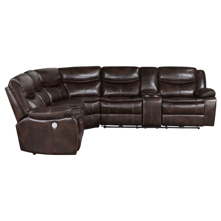 SYCAMORE UPHOLSTERED POWER RECLINING SECTIONAL SOFA BROWN
