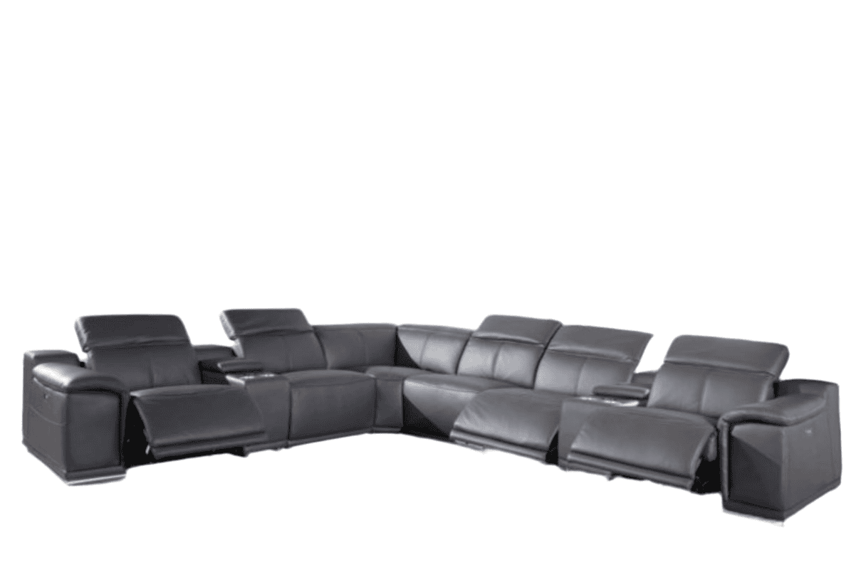 8-pcs Gray 3 power TOP GRAIN LEATHER P.MOTION
