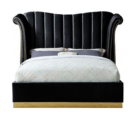 Luna Platform Bed Velvet / Chrome