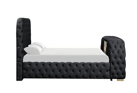 Royal Bed with TV lift and fireplace display Black