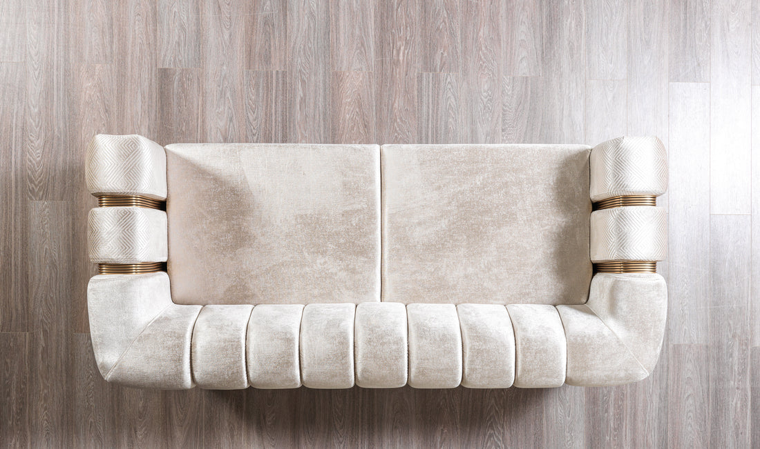 Santana Ivory Velvet Sofa 89”