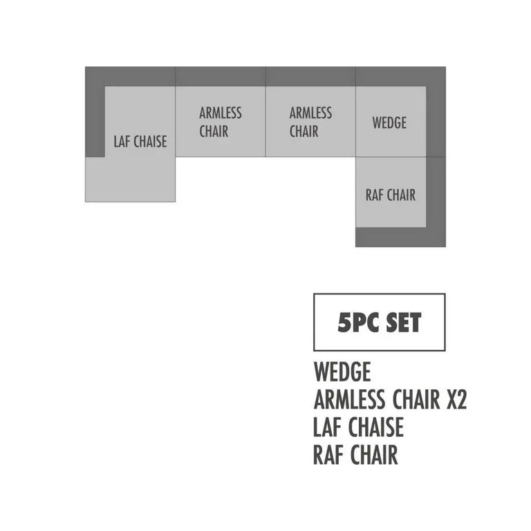 Elyza Linen 5pc Sectional Sofa w/ LAF Corner Chaise