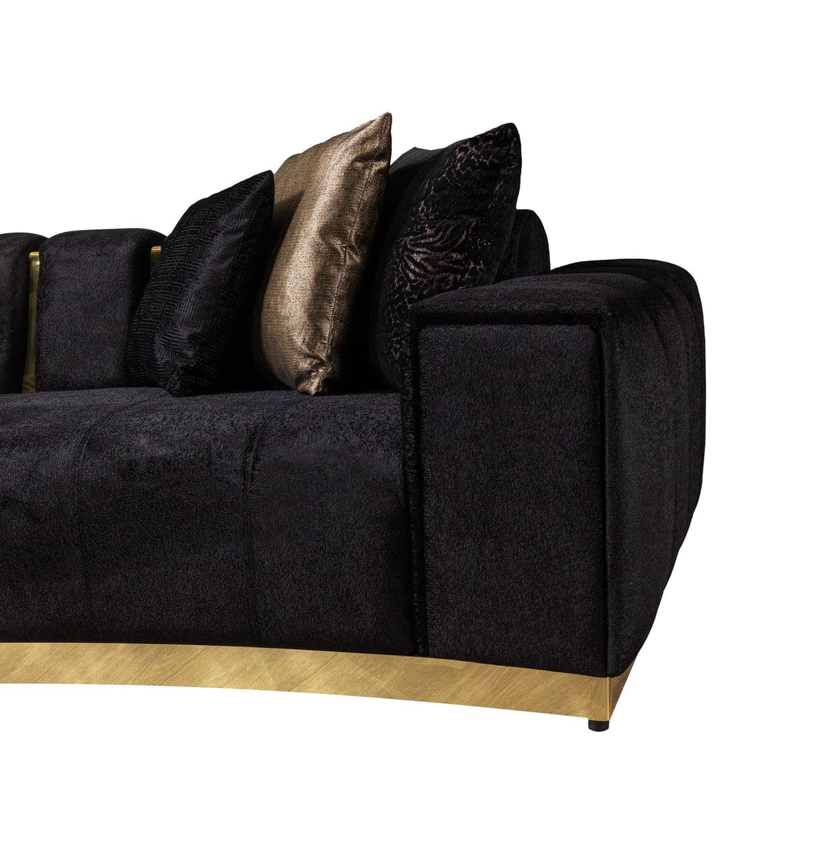Michelle Black Velvet 2-Piece Curved 118" Sectional