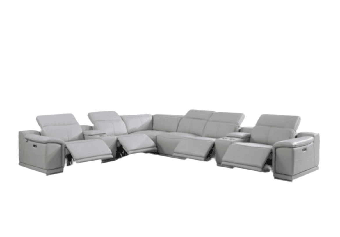 8-pcs Light Gray 4 power TOP GRAIN LEATHER P.MOTION