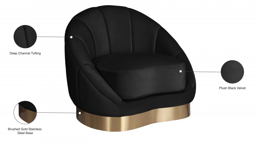 Shelly Velvet Upholstered Chair Black