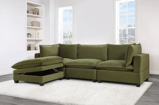 Cloud2 Olive Velvet Modular Sectional