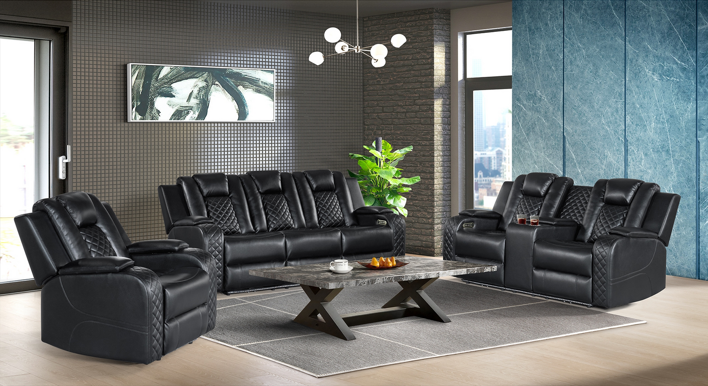 2pcs Carlo Black Reclining living room Set