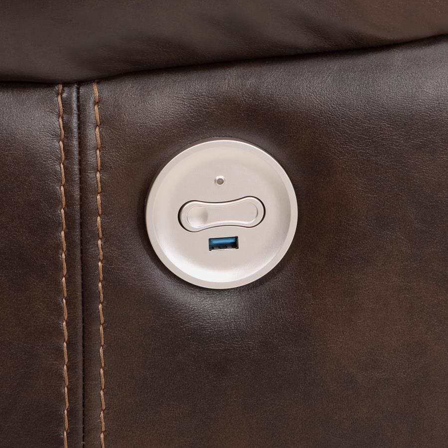 SYCAMORE UPHOLSTERED POWER RECLINING SECTIONAL SOFA BROWN