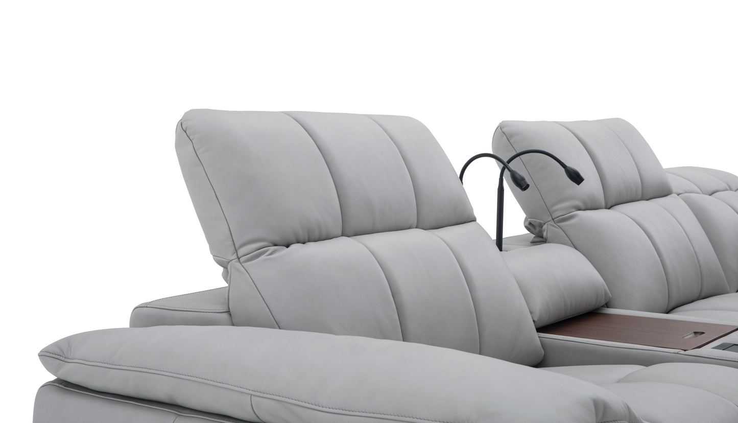 Beaumont Light Gray Leather Sectional