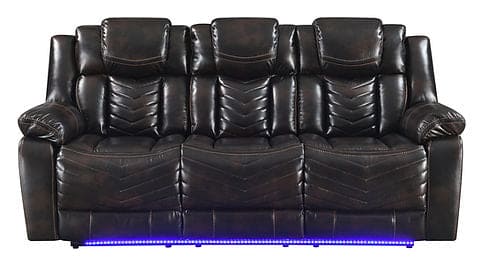 Lucky 3Pcs Reclining Sectional, LED, Bluetooth, Speakers Brown