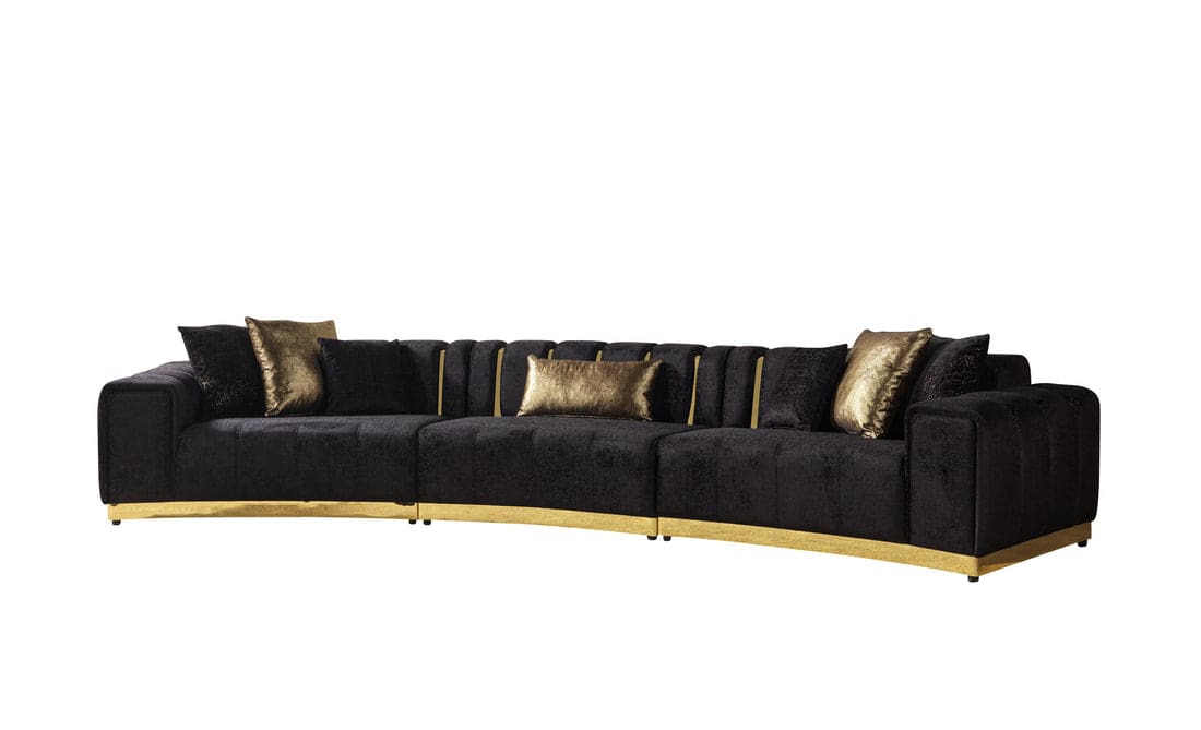 Michelle Ivory Velvet 3-Piece Curved 165" Sectional