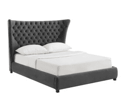 Sassy Grey Velvet Queen Bed