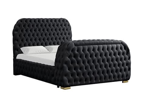 Royal Bed with TV lift and fireplace display Black