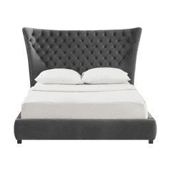 Sassy Grey Velvet Queen Bed