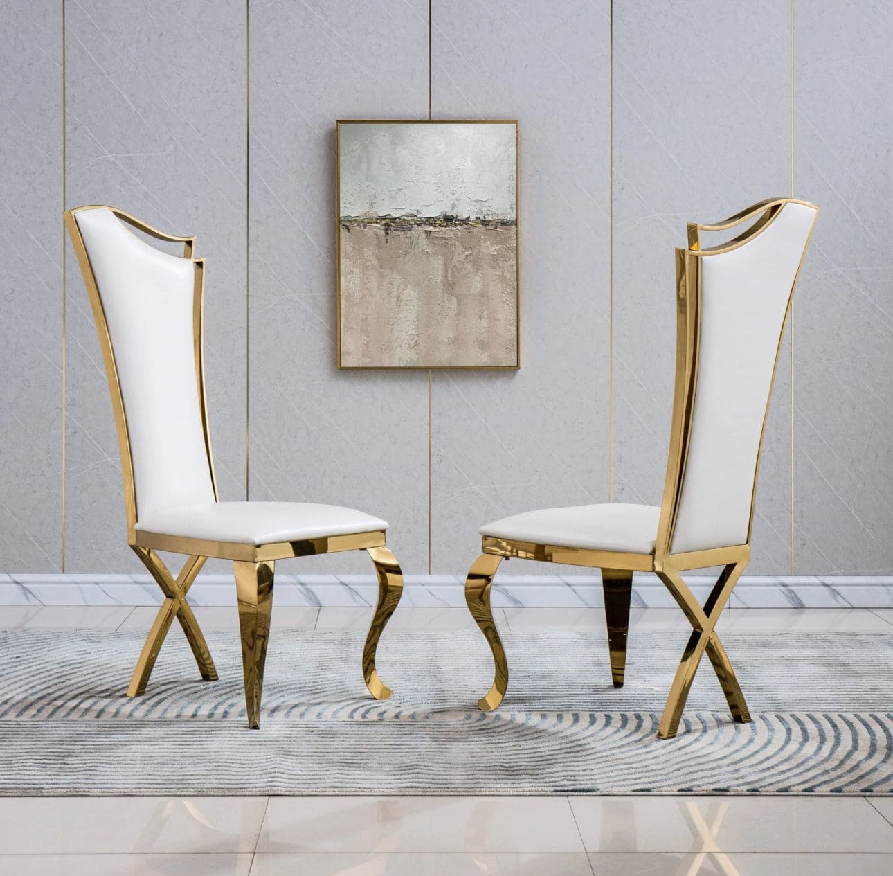 Giovani Dining Table (White/Gold)