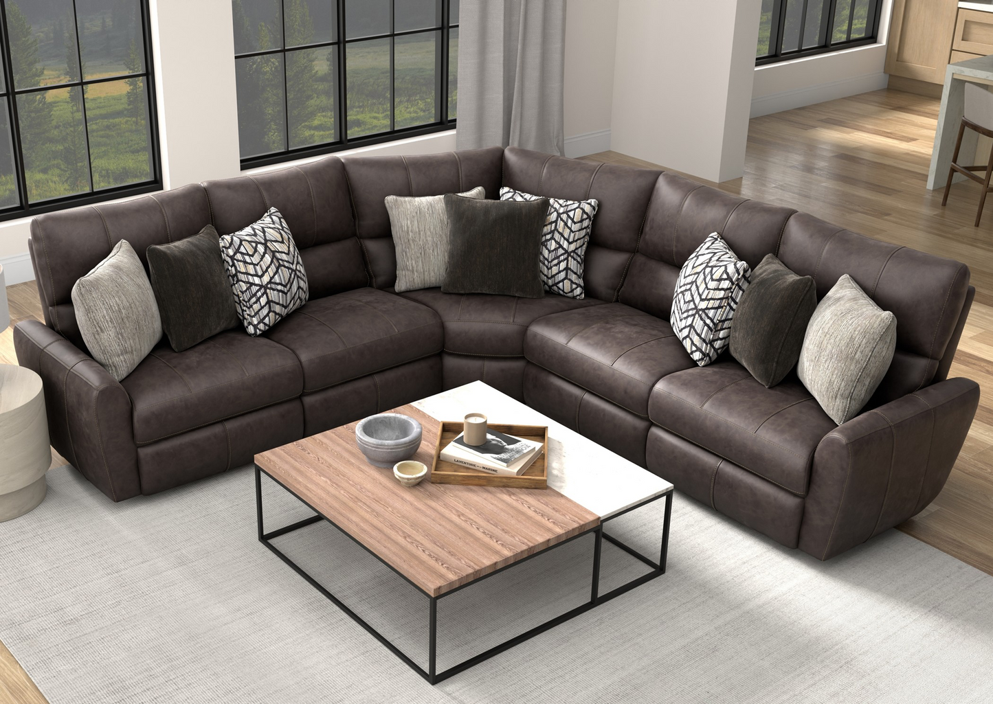 Royster Power Reclining Chocolate Sectional