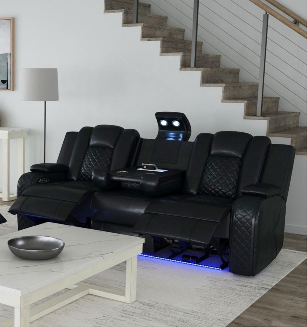 2pcs Carlo Black Reclining living room Set