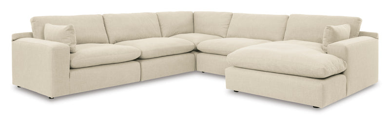 Elyza Linen 5pc Sectional Sofa w/ RAF Corner Chaise