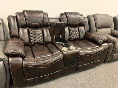 Lucky 3Pcs Reclining Sectional, LED, Bluetooth, Speakers Brown