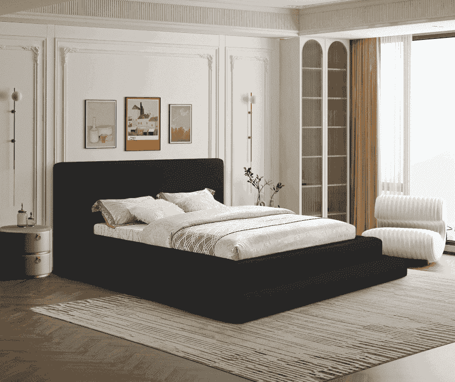 Dane Teddy Fabric King Bed - Cream