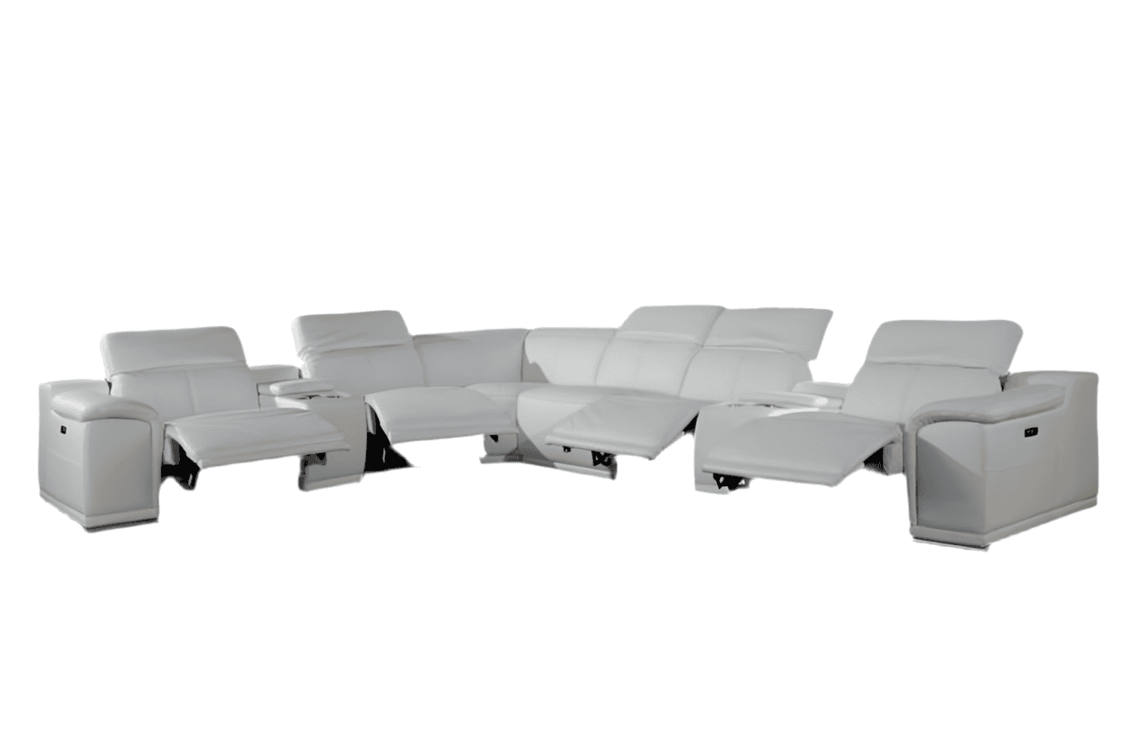 8-pcs White 4 power TOP GRAIN LEATHER P.MOTION