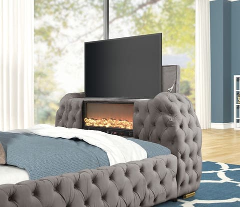 Royal Bed with TV lift and fireplace display