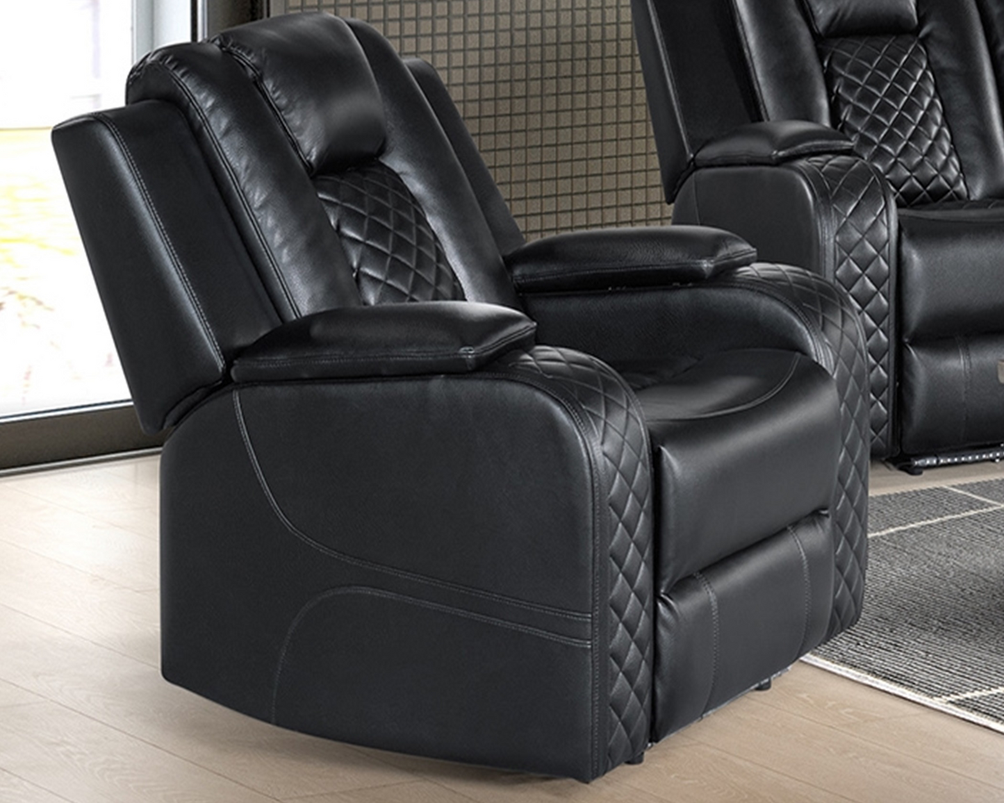 2pcs Carlo Black Reclining living room Set