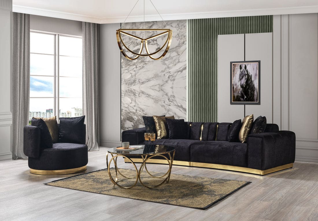 Michelle Ivory Velvet 3-Piece Curved 165" Sectional