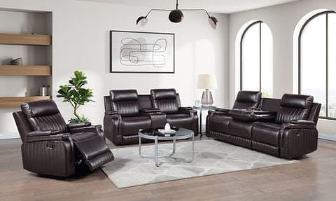 S2121 Ethan (Brown) 3pcs Reclining Sofa, Loveseat & Recliner