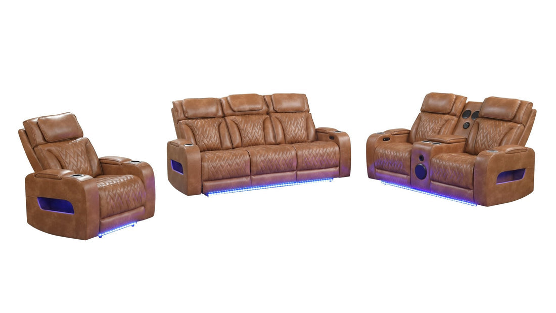 Skyline 3pcs Power Reclining Set(Brown Caramel)