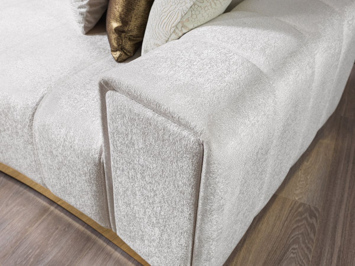 Michelle Ivory Velvet 3-Piece Curved 165" Sectional