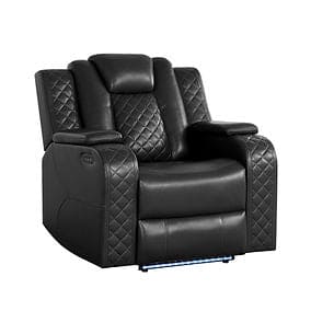 Eclipse 3pcs Black Power Reclining Sofa, Loveseat and Recliner
