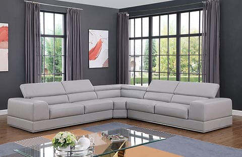 Pella (light. Grey) Italian Leather Sectional (3pcs)*